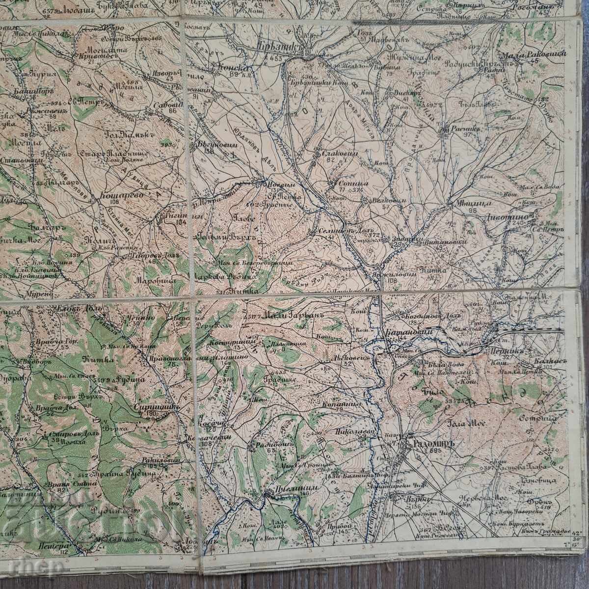 Δημοπρασία Πολύ παλιός στρατιωτικός χάρτης Τρν Ραντομίρ