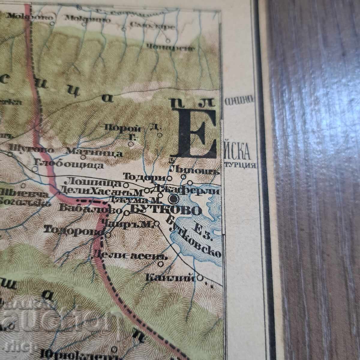 Hartă militară foarte veche Salonic Bitola Prilep Ohrid - 5