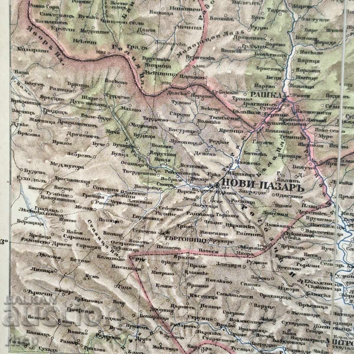 Delivery of 19th century military map Vidin Tsaribrod Pirot Niš