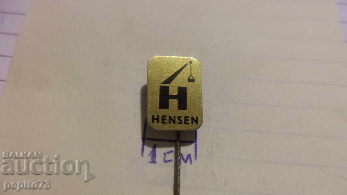 Insigna publicitară, Hensen, companie de macarale Insigna publicitară, Hensen, companie de macarale