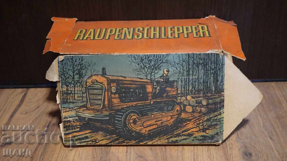 Cutie veche de jucărie metalică germană tractor buldozer