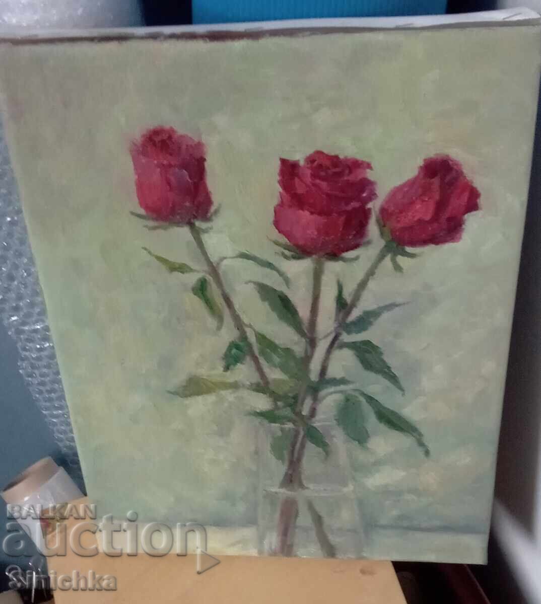 Δημοπρασία Αυθεντικός πίνακας. Τριαντάφυλλα