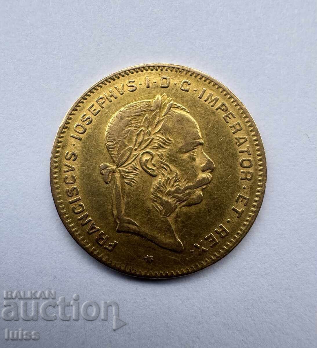 Monedă de Aur Austria 4 Florini /10 Franci 1885, Franz Joseph cu preț € 500.00 | 977.92 BGN