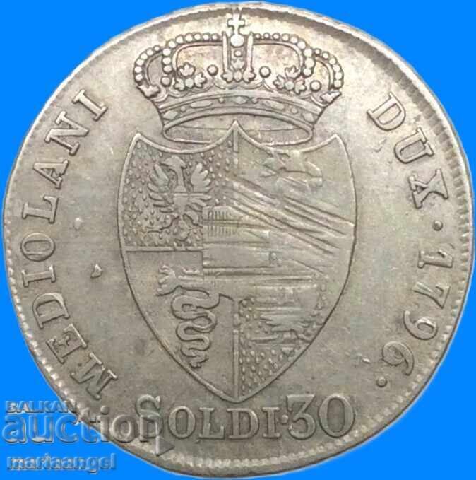 Livrarea 30 soldini 1796 Austria pentru Italia M-Milano Franz II Habsburg R Livrarea 30 soldini 1796 Austria pentru Italia M-Milano Franz II Habsburg R