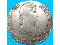 8 Reales 1820 Peru Lima Spanish Colony Ferdinand VII Ag