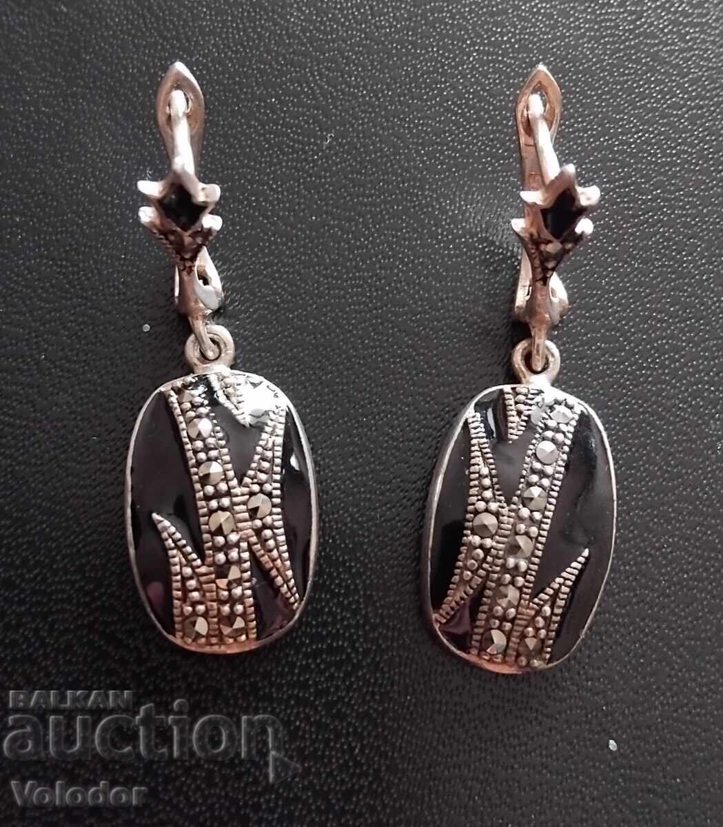 Сребърни обеци Арт-деко