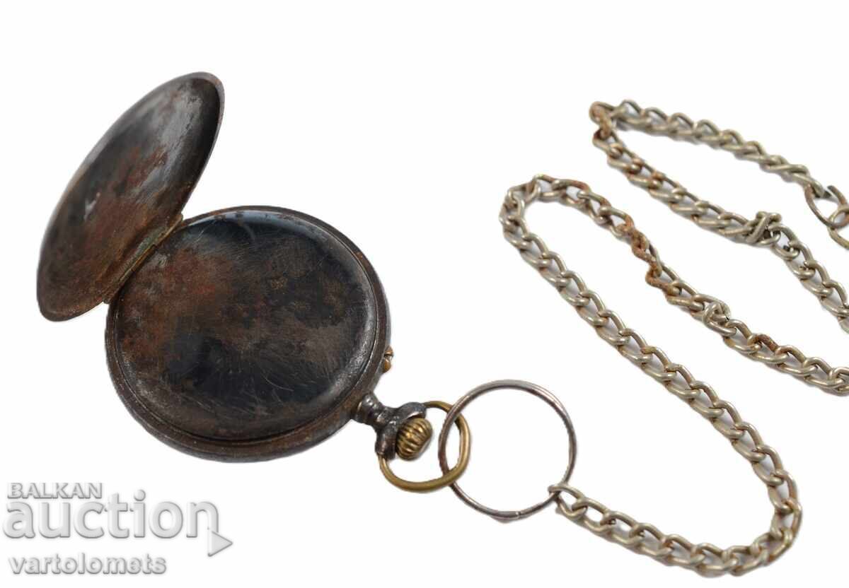 Ceas de buzunar antic cu lanț - funcționează - 5
