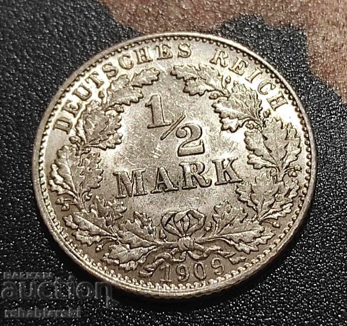 Monedă Germania 1/2 marcă "D" [1909]