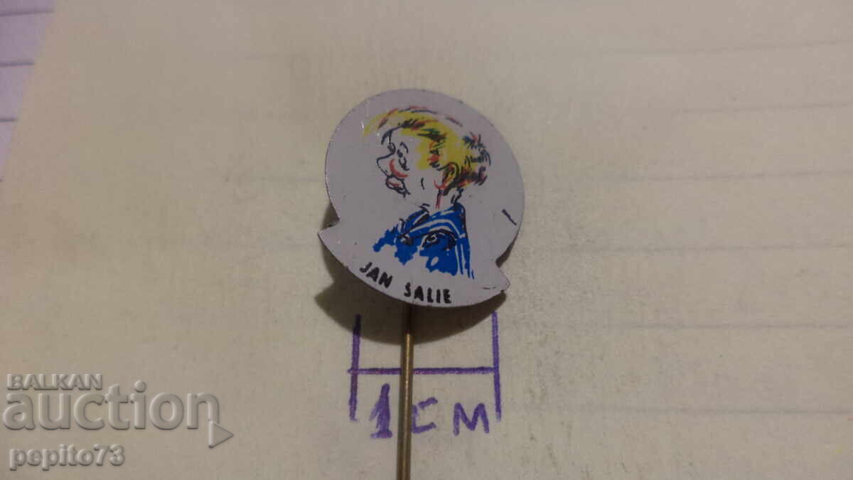 Insigna publicitară, Jan Salie, personaj folcloric și literar cu preț € 1.00 | 1.96 BGN Insigna publicitară, Jan Salie, personaj folcloric și literar cu preț € 1.00 | 1.96 BGN