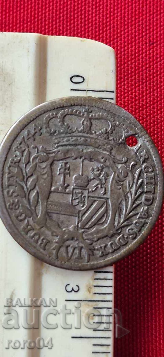 TALER DE ARGINT - MARIA TEREZA - 1744 - 6 TALER DE ARGINT - MARIA TEREZA - 1744 - 6