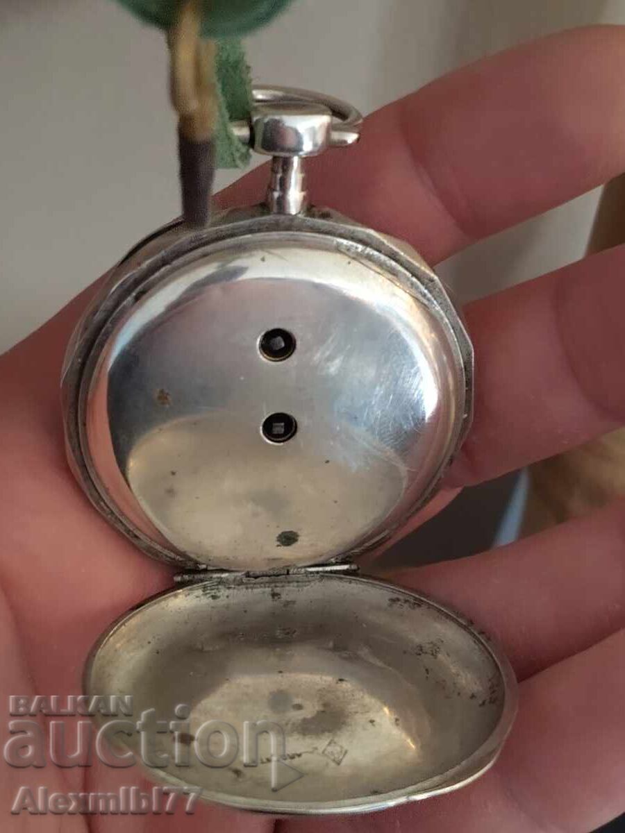 Ceas de buzunar din argint cu cheiță - Funcționează - 5