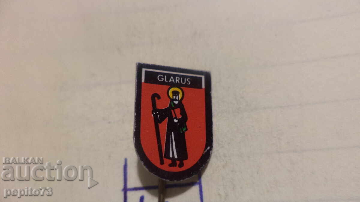 Advertising badge, Glarus, canton in Switzerland, coat of arms with price € 1.00 | 1.96 BGN