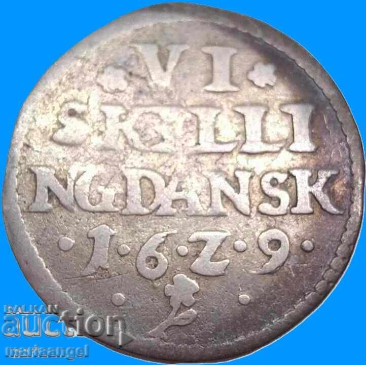 Licitație Danemarca 6 Șilingi 1629 argint