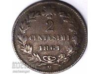 Ιταλία 2 λεπτά 1861 Μ - Μιλάνο χάλκινο σπάνιο