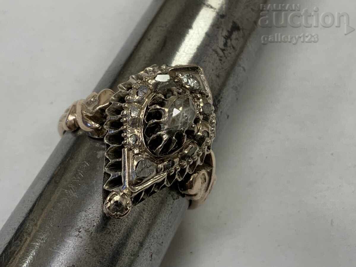 Inel vechi aur diamante - tip Trandafir olandez Inel vechi aur diamante - tip Trandafir olandez