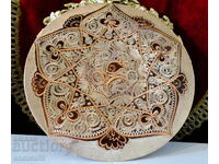 Farfurie de cupru pictată cu flori și ornamente 20 cm