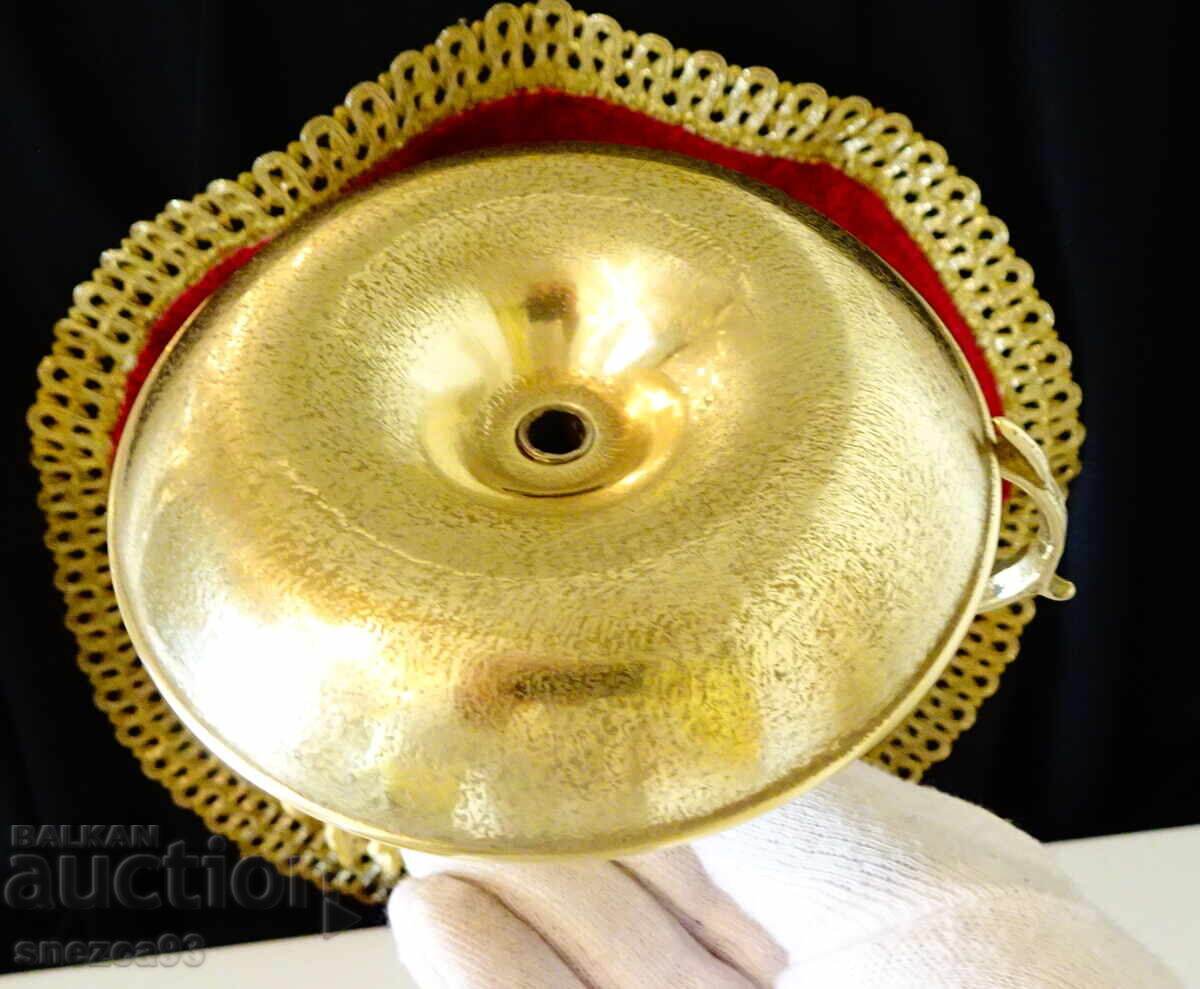 Sfeșnic de bronz cu mâner 380 gr., baroc - 6