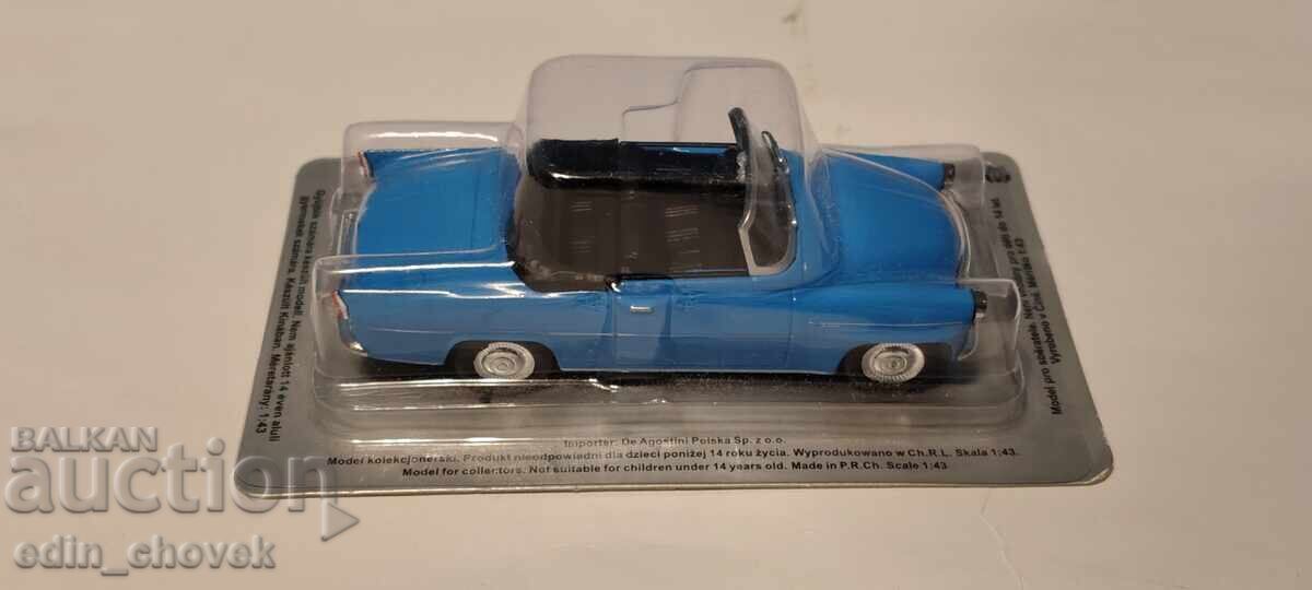 Licitație 1/43 Deagostini Cehoslovacia Skoda Felicia cabrio albastră