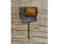 Badge-brooch "Vilnius / Vilnius" silver 875, amber