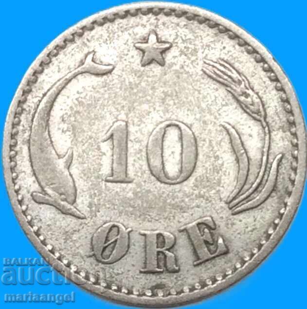 Livrarea Danemarca 10 Øre 1899 argint
