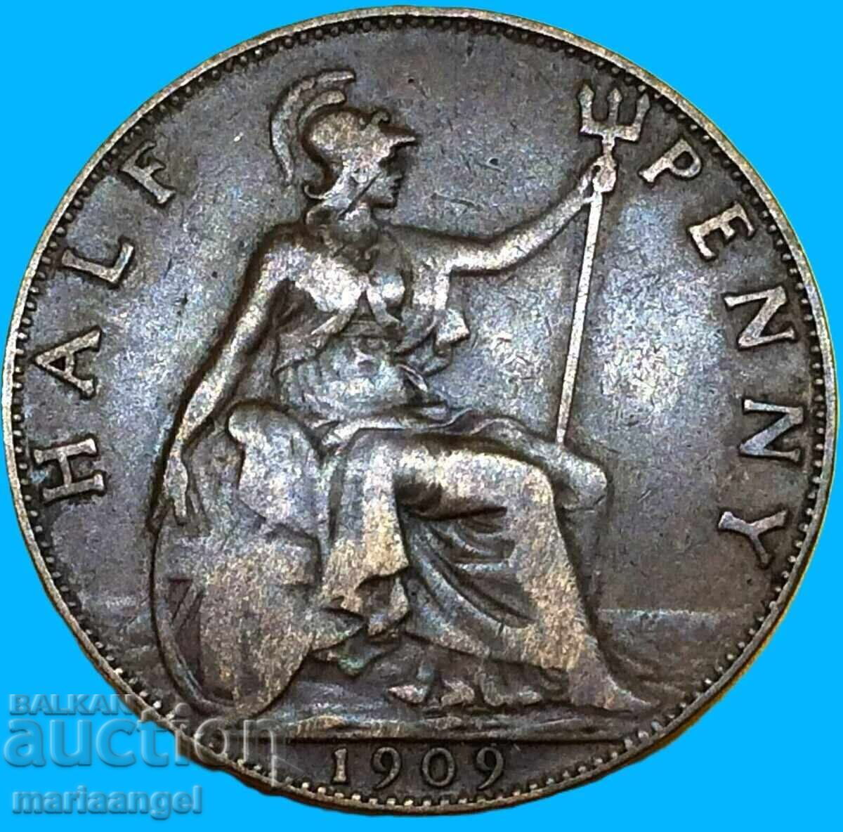 Marea Britanie 1/2 penny 1909 cu preț € 6.00 | 11.73 BGN