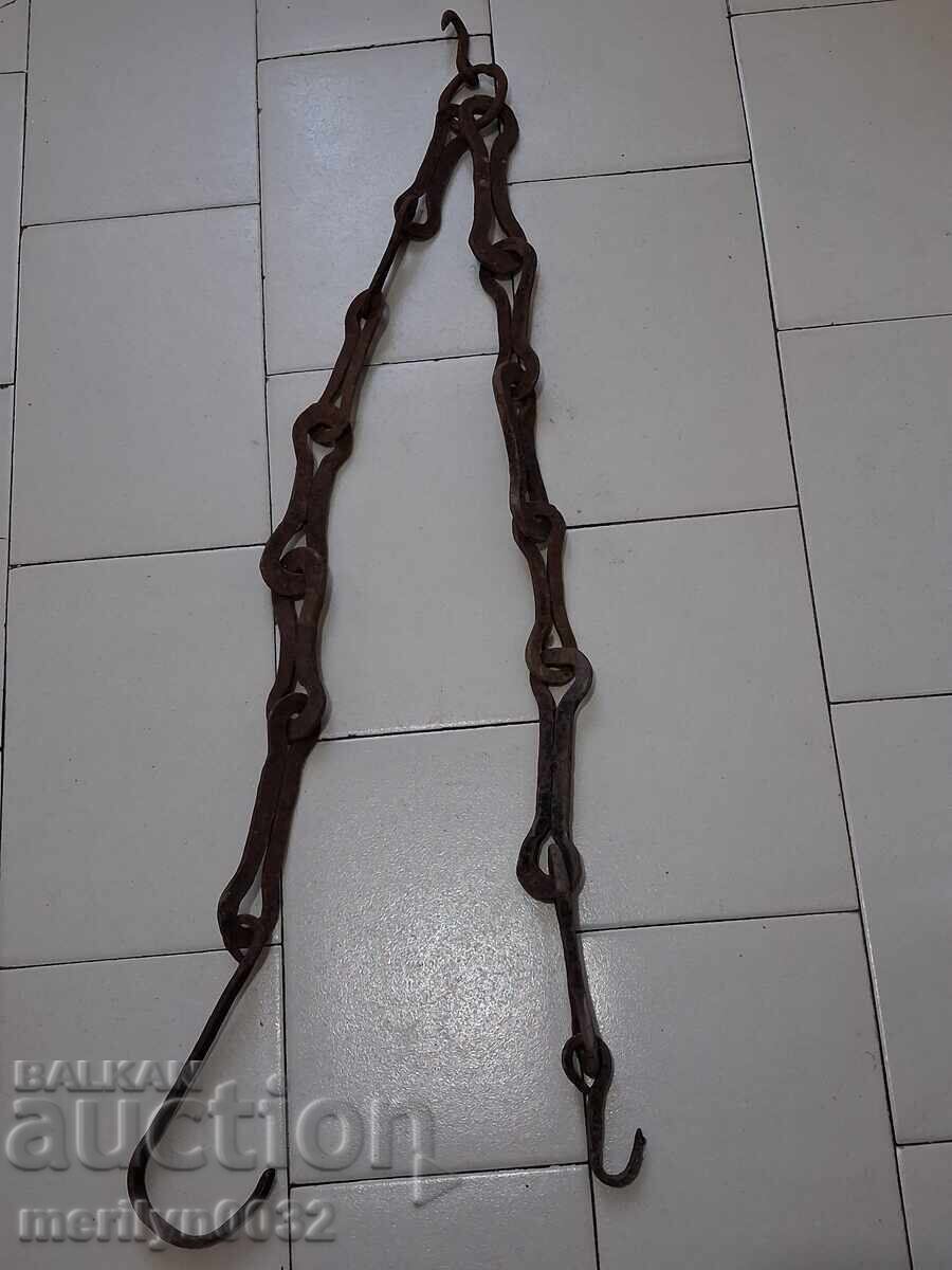 Old wrought iron chain with hook, hearth chain hook chain with price € 28.90 | 56.52 BGN