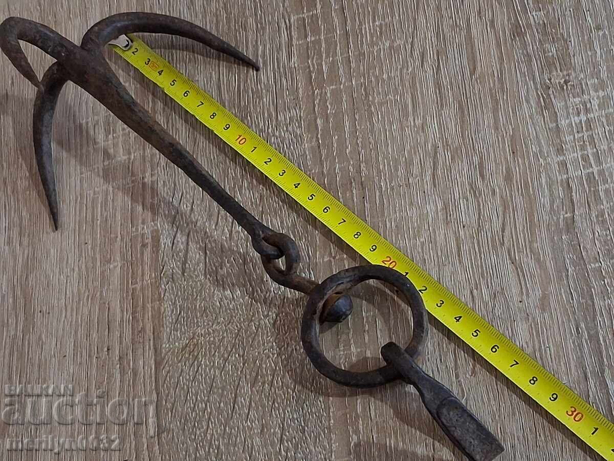 Antique forged hook for skinning, triple, hook - 5 Antique forged hook for skinning, triple, hook - 5