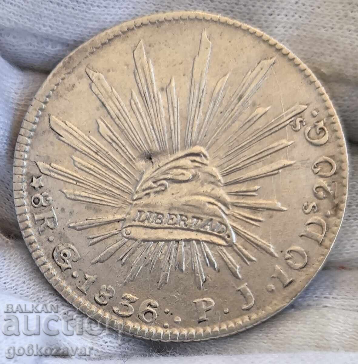 Mexic 1836 GO PJ 8 Reales Raritate! Calitate superioară, 100% original cu preț € 185.00 | 361.83 BGN