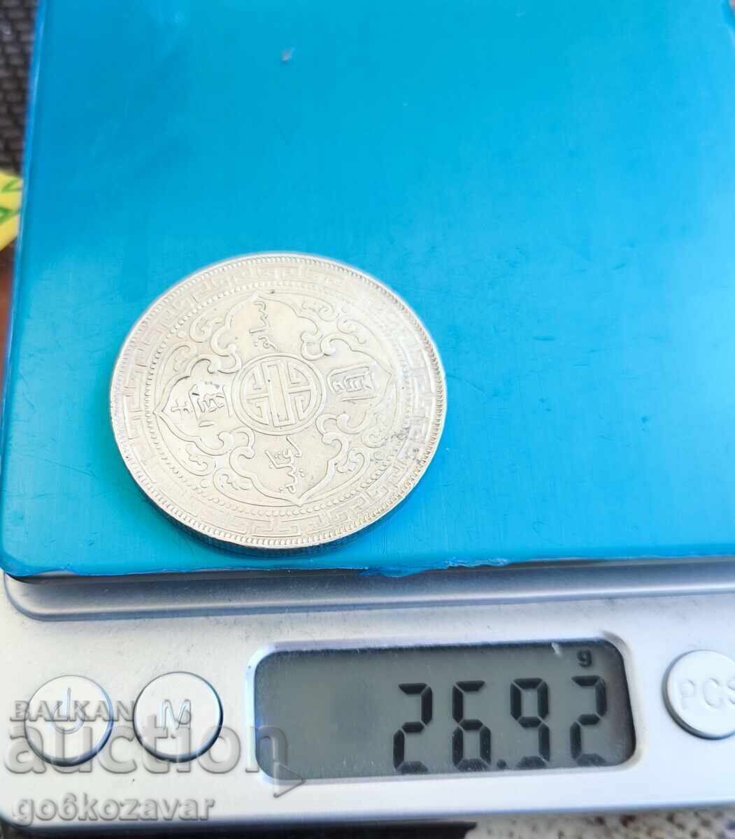 Dolar Comercial Britanic 1898g Argint Rar, Calitate ! - 6