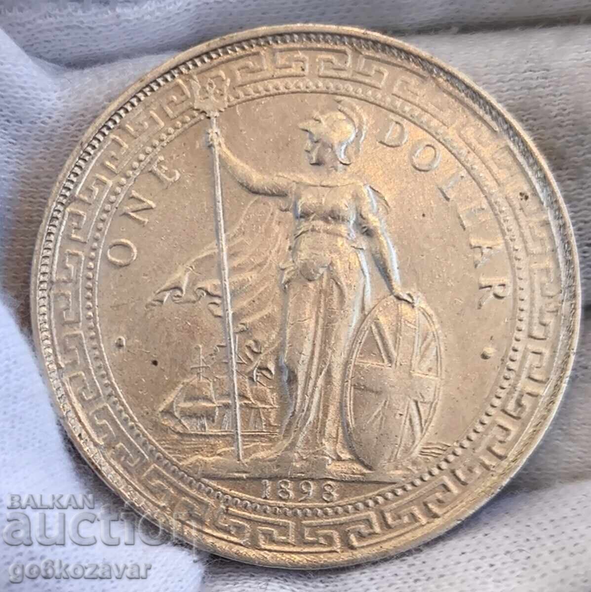 Dolar Comercial Britanic 1898g Argint Rar, Calitate !