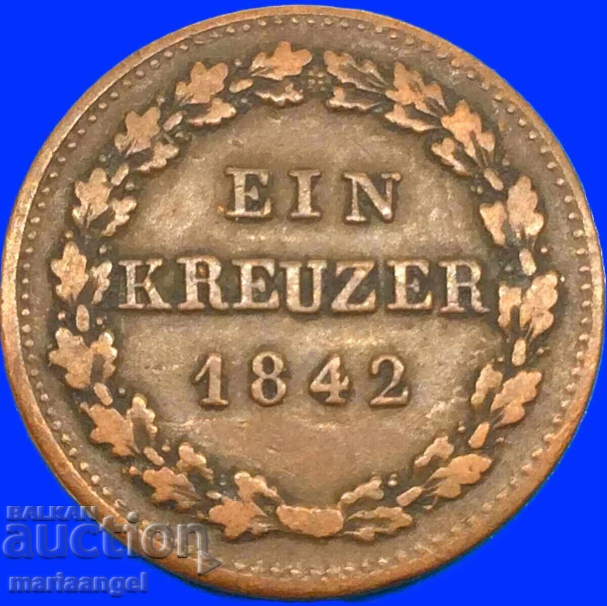 Livrarea Nassau 1 Kreuzer 1842 Germania Ducele Adolf aramă Livrarea Nassau 1 Kreuzer 1842 Germania Ducele Adolf aramă