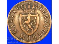 Насау 1 кройцер 1842 Германия херцог Адолф медна