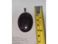 Ασημένιο μενταγιόν με γνήσιο, φυσικό, ροζ χαλαζία