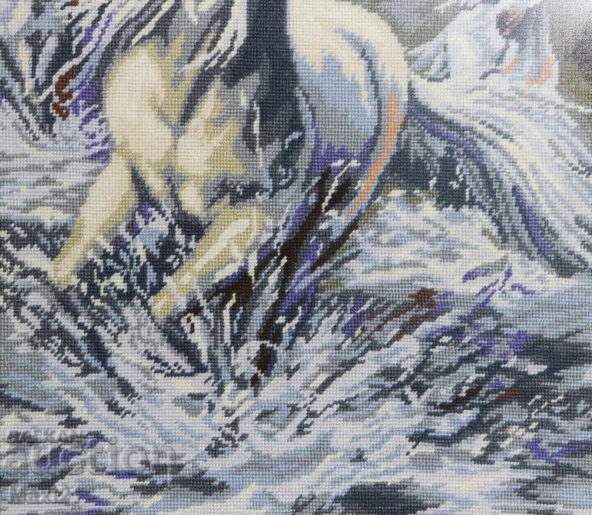 Χειροποίητο κέντημα "Άγρια άλογα" με πλαίσιο - 5