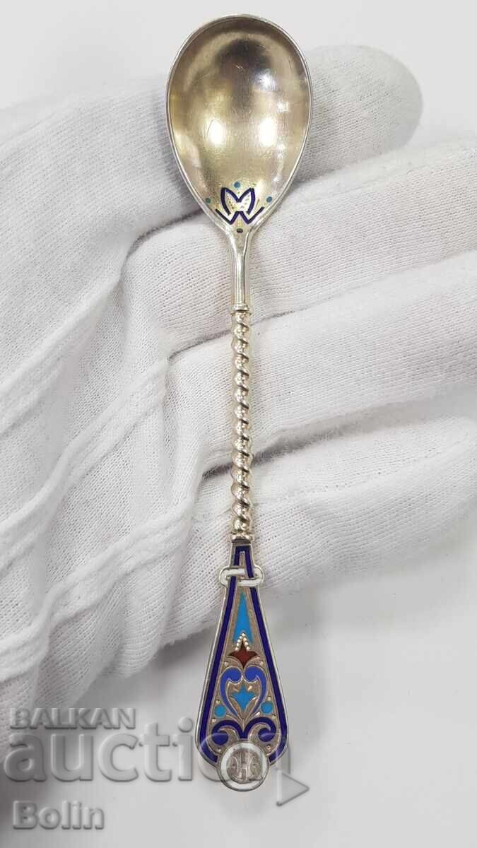 ΣΕΙΡΑ Ρωσικό Τσαρικό Κουταλάκι με Σμάλτο 88 βαθμών AK - Ασήμι - 5