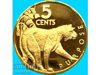 Guyana 1978 5 Cenți UNC PROOF alamă