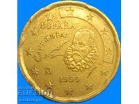 20 euro cents 1999 Spain brass