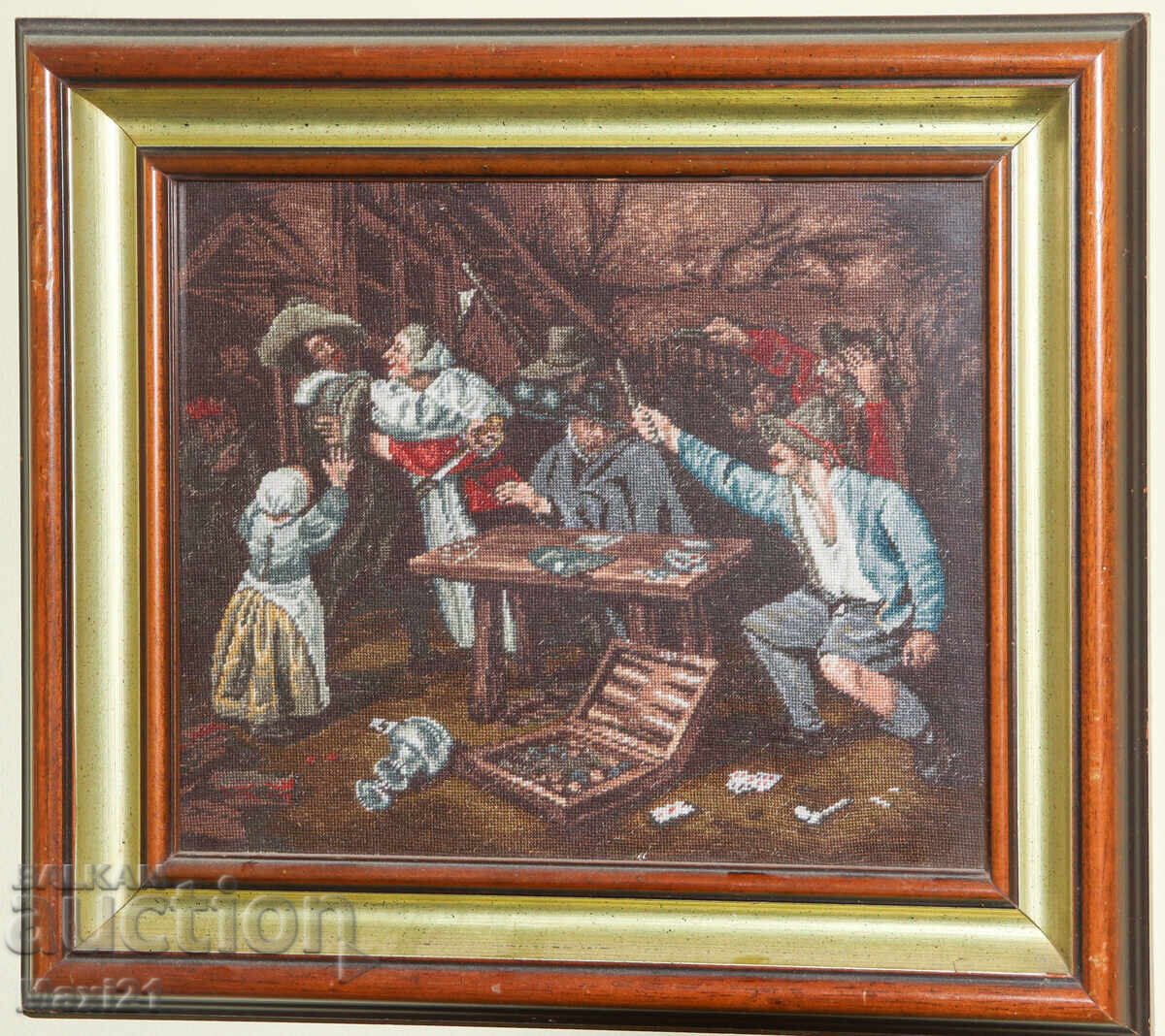 Ръчно изработен гоблен " В кръчмата  " рамка с цена € 380.00 | 743.22 лв.