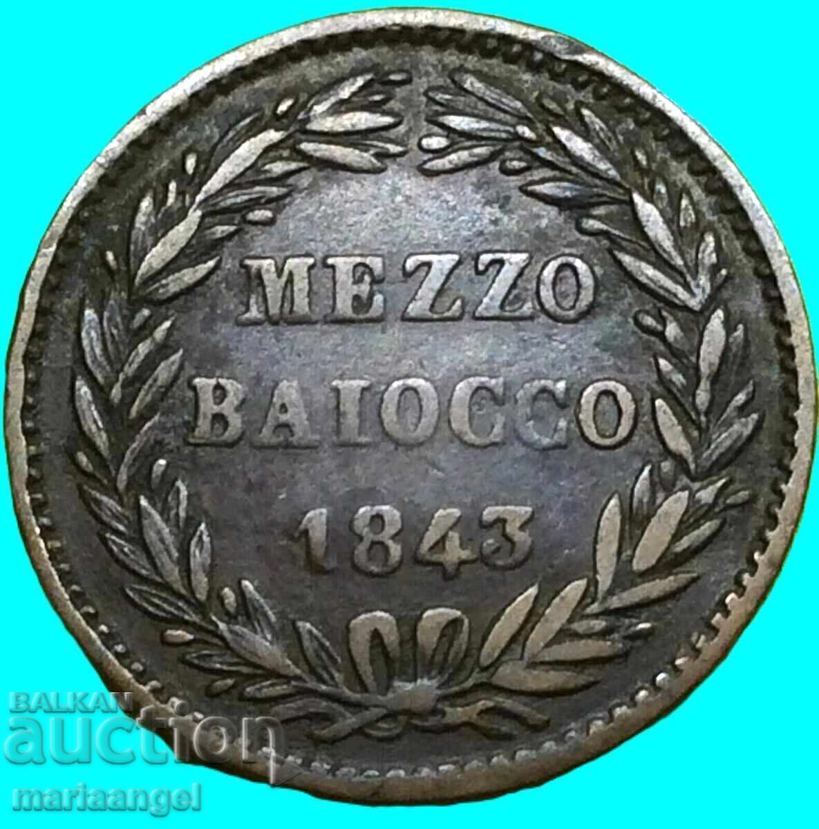 Auction  1/2 Baiocco Mezzo 1843 Vatican