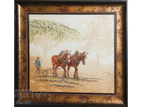 Handmade tapestry "In the fields" frame