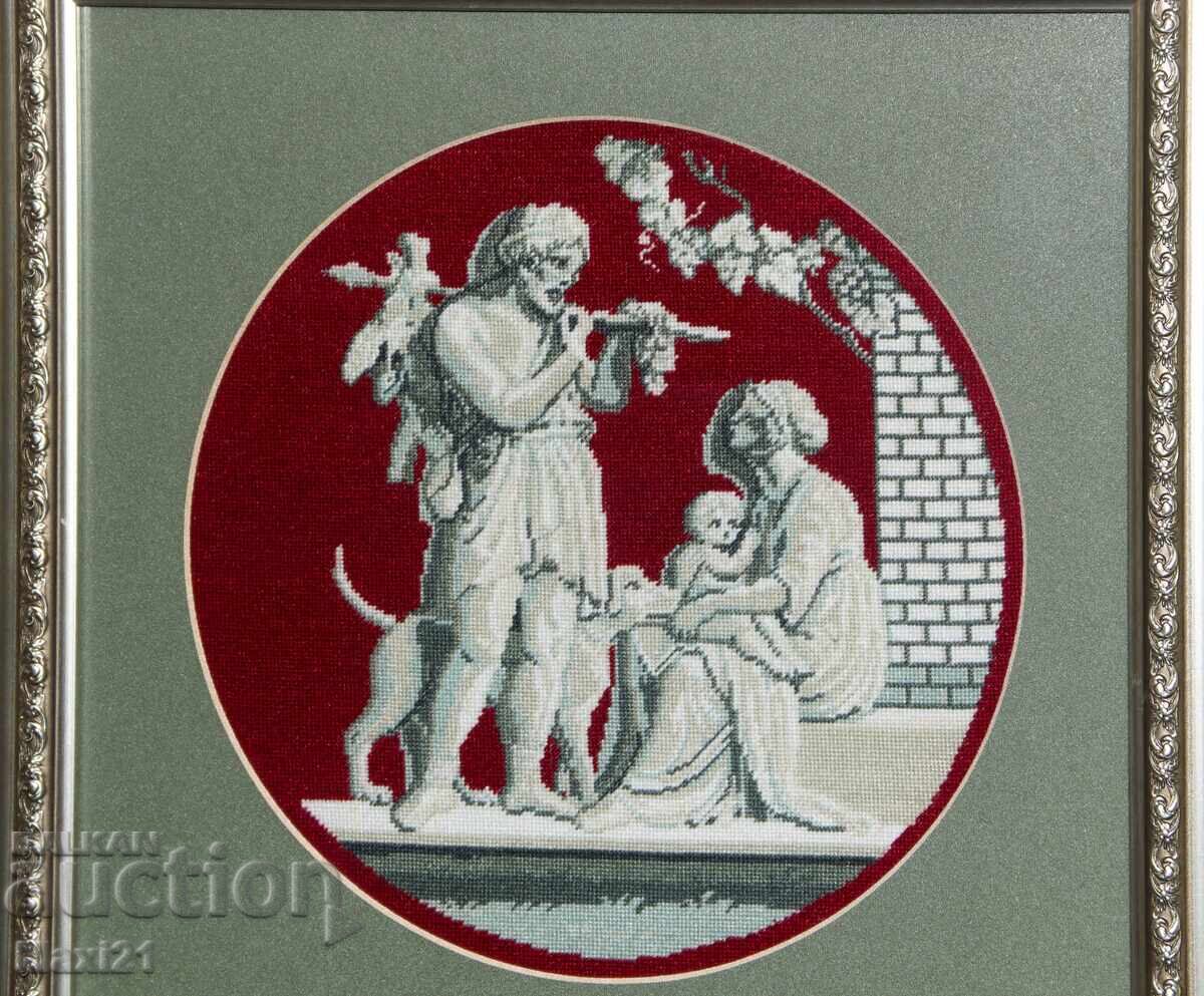 Χειροποίητο κέντημα "Φθινόπωρο" με κορνίζα - 5