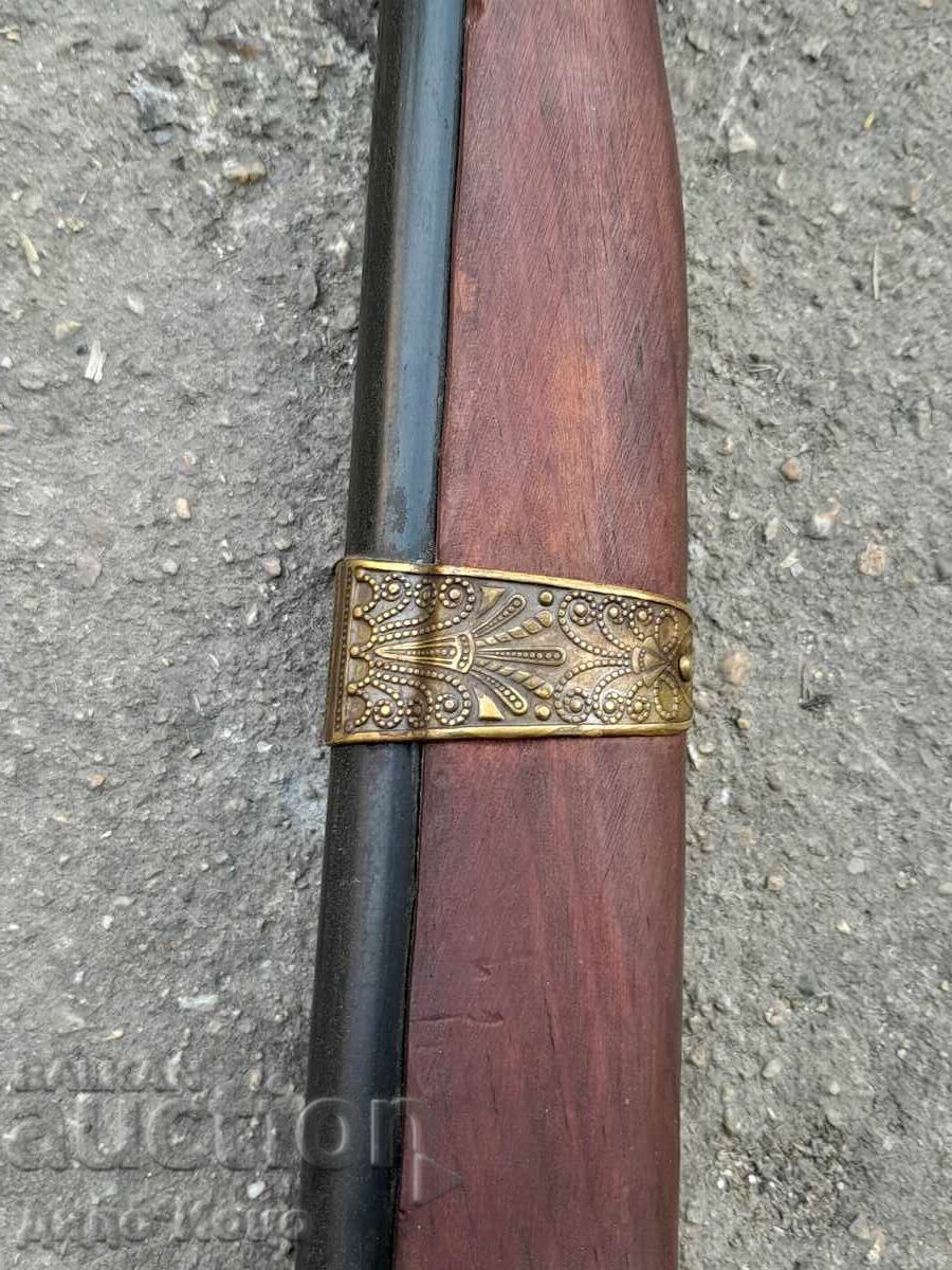 Replica pușcă cu cremene japoneză în stare bună, lungime 1.10m - 6