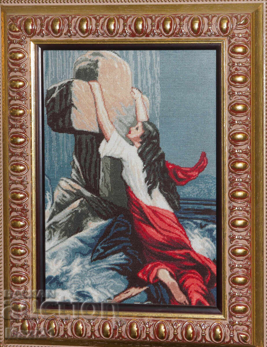 Ръчно изработен гоблен " Кръстът на спасението " рамка