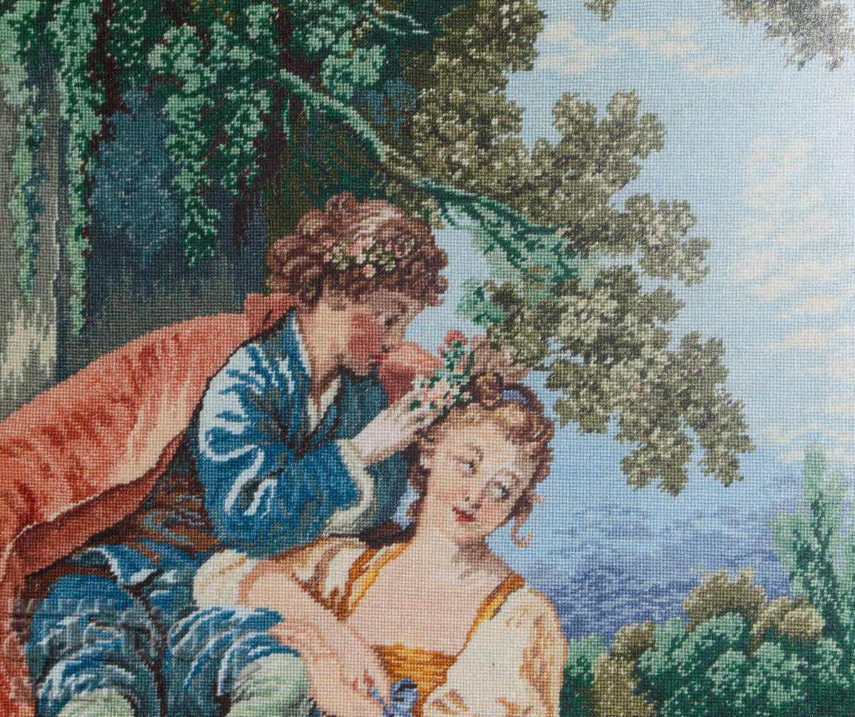 Παράδοση Χειροποίητο κέντημα "Νέο ζευγάρι" με κορνίζα