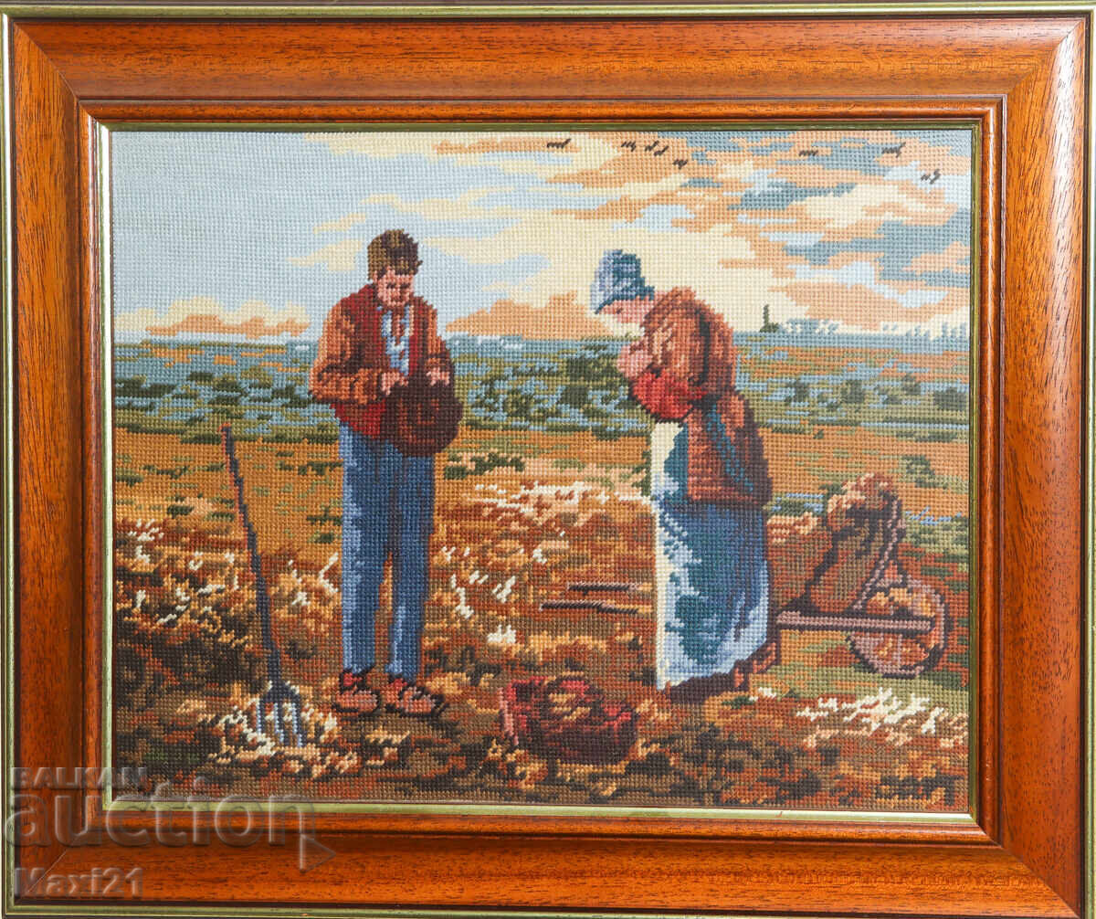 Χειροποίητο κέντημα " Προσευχή για τη βροχή " πλαίσιο