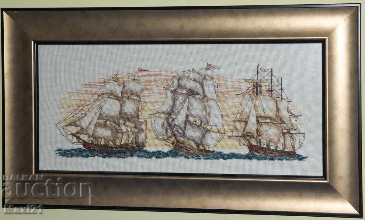 Ръчно изработен гоблен " Попътен вятър " рамка с цена € 380.00 | 743.22 лв.