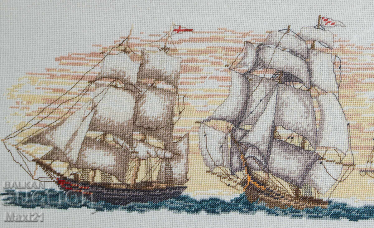 Доставка на Ръчно изработен гоблен " Попътен вятър " рамка