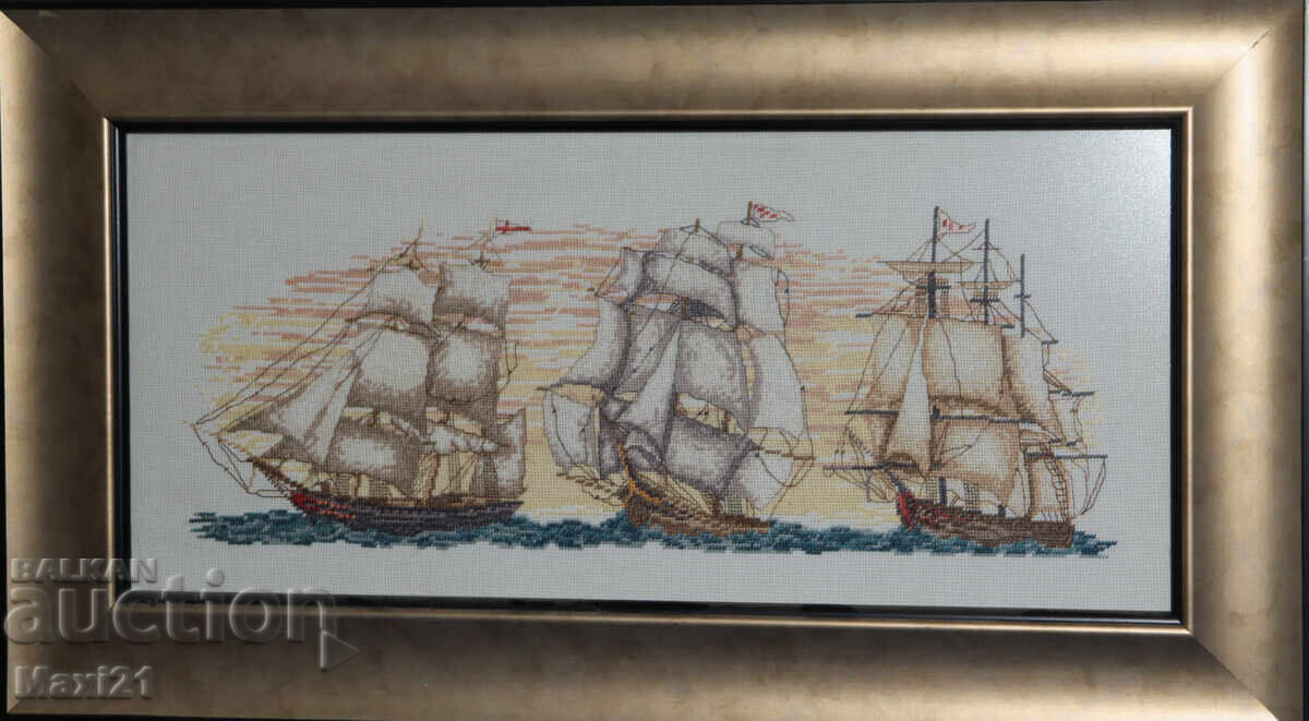 Ръчно изработен гоблен " Попътен вятър " рамка