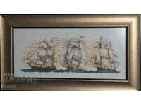 Ръчно изработен гоблен " Попътен вятър " рамка