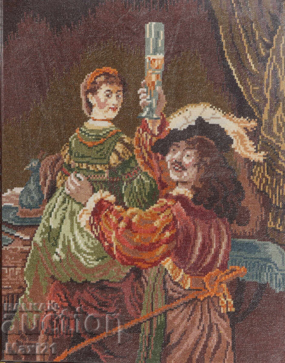 Licitație Goblen lucrat manual "după Rembrandt" cu ramă